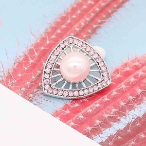 20MM pearl snap silver Plated with pink Rhinestones KC7792 snaps jewerly