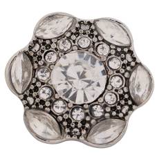 20MM snap button Antique Silver Plated with white Rhinestone KC9722 snap jewelry