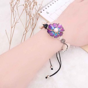 20MM flower big size snap gold Plated with pearl and purple enamel KC6806 snaps jewelry