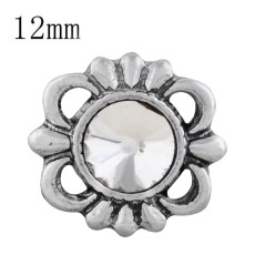 12MM design snap sliver plated with white Rhinestone KS6295-S snaps jewelry