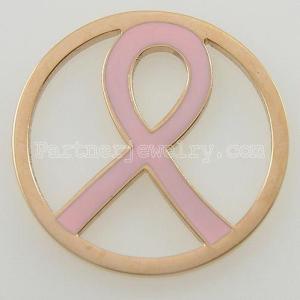 33MM stainless steel coin charms fit  jewelry size pink ribbon