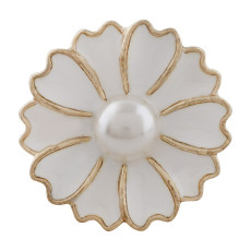 20MM flower snap gold Plated with pearl and white enamel KC9867 snaps jewelry