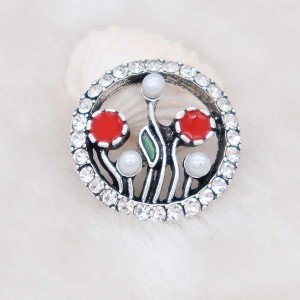 20MM Botany snap Silver Plated with white rhinestone KC7977 snaps jewelry