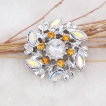 20MM Flowers snap Silver Plated with  rhinestone  KC7944 snaps jewelry multicolor