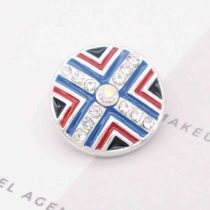 20MM round snap silver Plated with  Rhinestones  and blue enamel KC7802 snaps jewerly