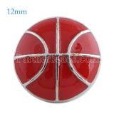 12MM basketball snap Antique Silver Plated with red enamel KS6092-S snaps jewelry