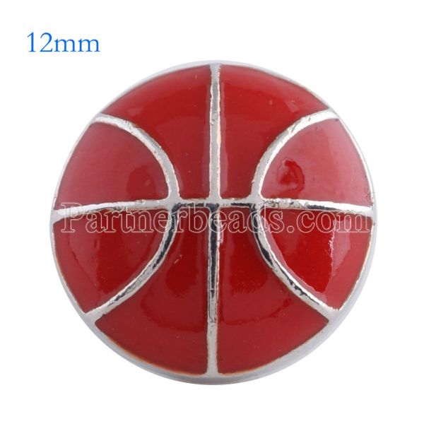 12MM basketball snap Antique Silver Plated with red enamel KS6092-S snaps jewelry