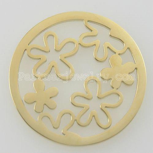 33MM stainless steel coin charms fit  jewelry size small flowers