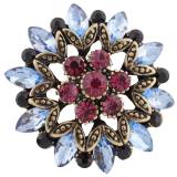 20MM design snap gold Plated with  rose-red Rhinestones KC8946 snaps jewelry