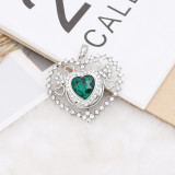 20MM love design snap Silver Plated with green rhinestone KC9924 snaps jewelry