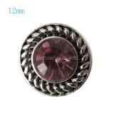 12MM Round snap Antique Silver Plated with deep purple rhinestone KB7269-S snaps jewelry