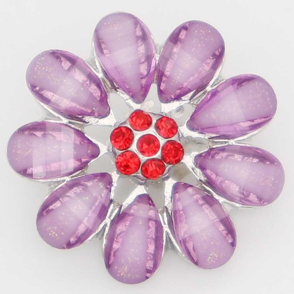 20MM flower snap with purple rhinestones  KC6881 snaps jewelry