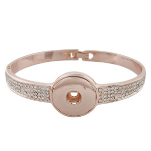 1 buttons snaps rose gold bangle with rhinestone fit 18&20MM snaps chunks