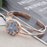 20MM round Rose-Gold Plated with Light blue opal KC7558 snaps jewelry