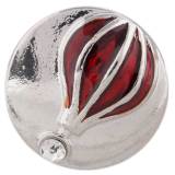 20MM Hot Air Balloon snap silver plated with Rhinestone and red Enamel KC7410 interchangeable snaps jewelry