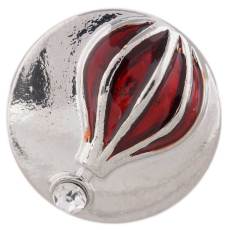 20MM Hot Air Balloon snap silver plated with Rhinestone and red Enamel KC7410 interchangeable snaps jewelry