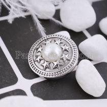 20MM round snap silver Antique plated with white pearl KC5462 snaps jewelry