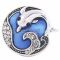 20MM Dolphin snap Silver Plated with Rhinestones and blue Enamel KC6147 snaps jewelry