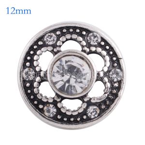 12MM snap Antique Silver Plated with white rhinestone KS6104-S snaps jewelry