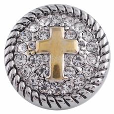 20MM snap cross gold plated with white Rhinestone KC5112 interchangable snaps jewelry