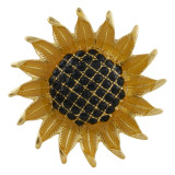 20MM sunflower big size snap gold Plated with rhinestone and yellow enamel KC9863 snaps jewelry