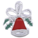 20MM Christmas Jingling Bell snap Silver Plated with Enamel KC6164 snaps jewelry