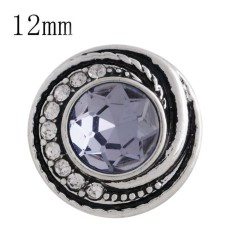 12MM design snap sliver plated with light purple Rhinestone and Enamel KS6270-S interchangeable snaps jewelry
