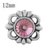 12MM design snap sliver plated with Dark pink Rhinestone KS6297-S snaps jewelry