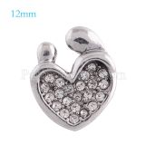 12mm mother snaps Silver Plated with white rhinestone KS5094-S snap jewelry