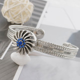 20MM design sliver Plated with blue rhinestone KC6535 snaps jewelry