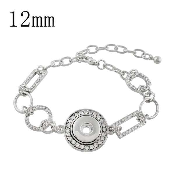 1 buttons snap sliver bracelet with rhinestone fit 12MM snaps jewelry KS1223-S