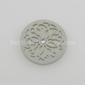 25MM stainless steel coin charms fit  jewelry size flowers with crystal