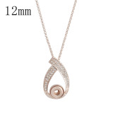 Pendant of rhinestone Rose Gold Necklace with 66CM chain KS1136-S fit 12mm chunks snaps jewelry