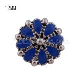 12MM flower snap Silver Plated with blue Enamel KS8044-S snaps jewelry