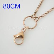 80CM Rose Gold Stainless steel necklace chain for id cards holder or floating locket