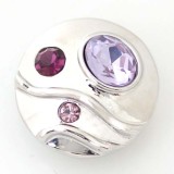 20MM Round snap silver plated DS5063 with purple Rhinestone interchangeable snaps jewelry