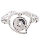 1 buttons snaps love silver plated bracelet with Rhinestones fit snaps chunks KKC0699