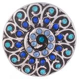 20MM Flower snap Antique Silver Plated with blue  rhinestone KB8052 snaps jewelry