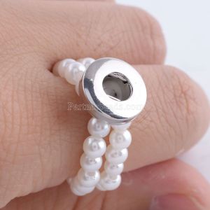 12MM snaps adjustable Silicone Stretch pearl Ring KS0934-S snaps jewelry