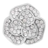 20MM flower snap Silver Plated with White rhinestone KC7846 snaps jewelry