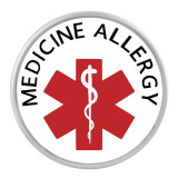 20MM Medical Alert medicine allergy snap glass C1124 interchangeable snaps jewelry