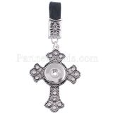 Black pu leater fashion Keychain with cross buttons fit snaps chunks KC1124 Snaps Jewelry
