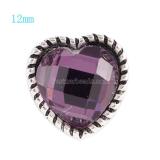 12MM Love snap Antique Silver Plated with purple rhinestone KS6061-S snaps jewelry