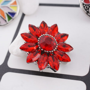 20MM Gear snap Silver Plated with red rhinestone KC9815 snap jewelry