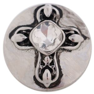 20MM cross snap button Antique Silver Plated with white Rhinestone KC9703 snap jewelry