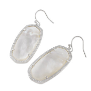 Kendra Scott style  Elle Drop Earrings white shell with silver plating Elle size
