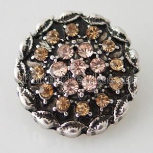20MM Flower snap Antique Silver Plated with orange  rhinestone KB8016 snaps jewelry