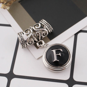 20MM English alphabet-F  snap silver  plated KB1256 with Enamel interchangeable snaps jewelry