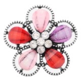 20MM Flowers design snap Silver Plated with Purple rhinestone KC6941 snaps jewelry