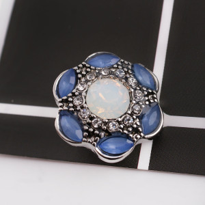 20MM design snap button Antique Silver Plated with light blue Rhinestone KC9682 snap jewelry